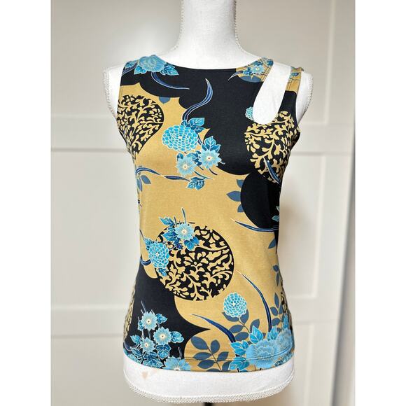 MCM Tops - MCM Split Shoulder‎ Sleeveless Top size M Floral Stretch